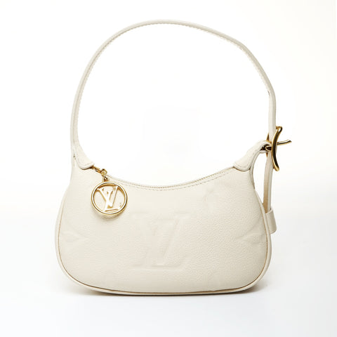 LOUIS VUITTON Off-White Empreinte Mini Moon Leather Shoulder Bag beige WS25196