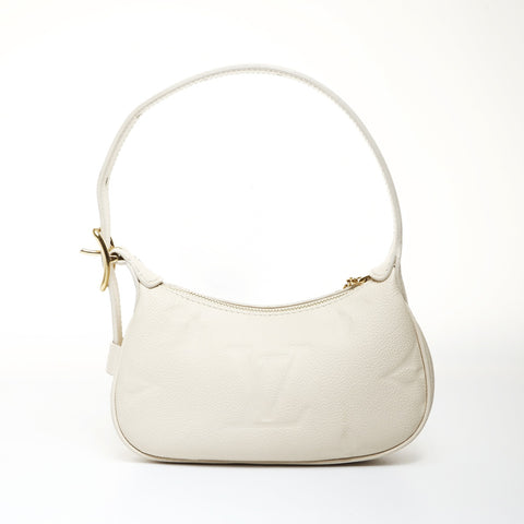 LOUIS VUITTON Off-White Empreinte Mini Moon Leather Shoulder Bag beige WS25196