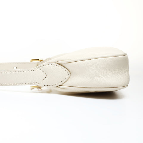 LOUIS VUITTON Off-White Empreinte Mini Moon Leather Shoulder Bag beige WS25196