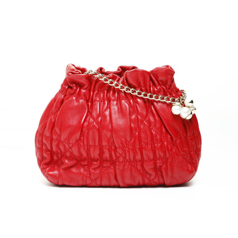 Christian Dior Cannage Mini Pearl Shoulder Bag Red WS25200