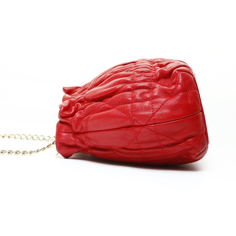 Christian Dior Cannage Mini Pearl Shoulder Bag Red WS25200