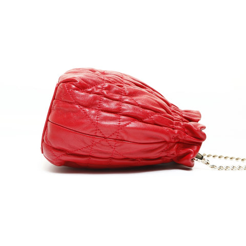 Christian Dior Cannage Mini Pearl Shoulder Bag Red WS25200