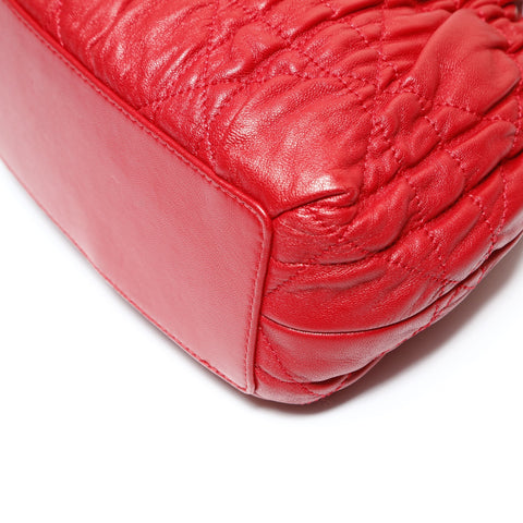 Christian Dior Cannage Mini Pearl Shoulder Bag Red WS25200