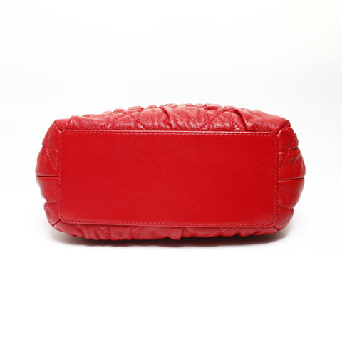 Christian Dior Cannage Mini Pearl Shoulder Bag Red WS25200