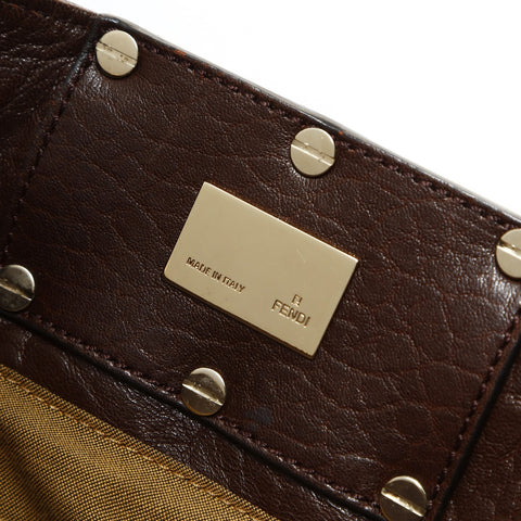 FENDI Leather Chain Mia Shoulder Bag Brown WS25201