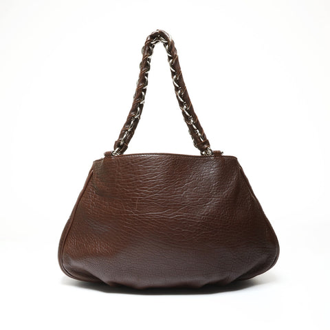 FENDI Leather Chain Mia Shoulder Bag Brown WS25201