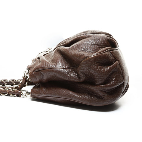 FENDI Leather Chain Mia Shoulder Bag Brown WS25201