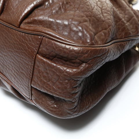 FENDI Leather Chain Mia Shoulder Bag Brown WS25201