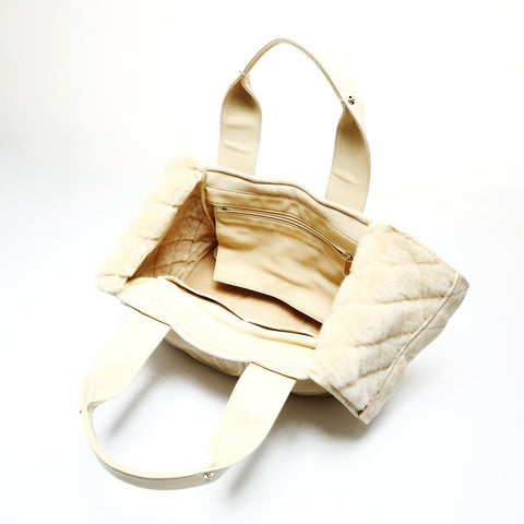 CHANEL Ivory Mouton Suede COCO Mark 10 Series 2005-2006 Handbag beige WS25202