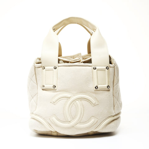 CHANEL Ivory Mouton Suede COCO Mark 10 Series 2005-2006 Handbag beige WS25202