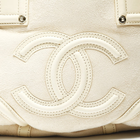 CHANEL Ivory Mouton Suede COCO Mark 10 Series 2005-2006 Handbag beige WS25202