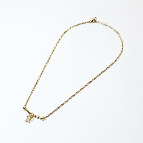 Christian Dior Rhinestone Necklace gold WS25211