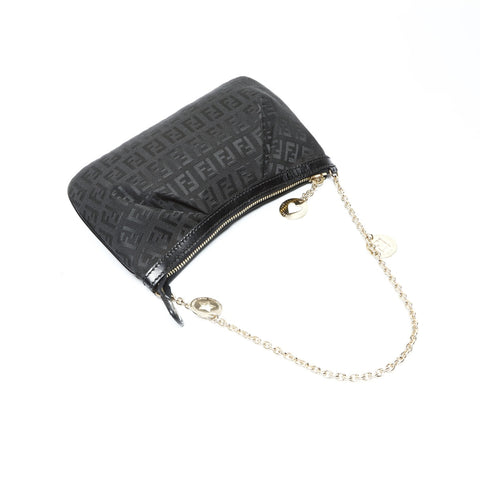 FENDI Canvas Zucchino Accessory Pouch Shoulder Bag black WS25212