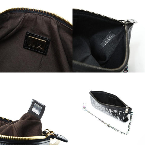 FENDI Canvas Zucchino Accessory Pouch Shoulder Bag black WS25212
