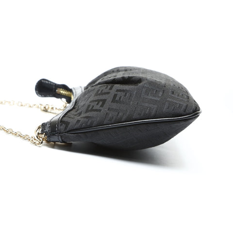 FENDI Canvas Zucchino Accessory Pouch Shoulder Bag black WS25212