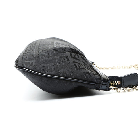 FENDI Canvas Zucchino Accessory Pouch Shoulder Bag black WS25212
