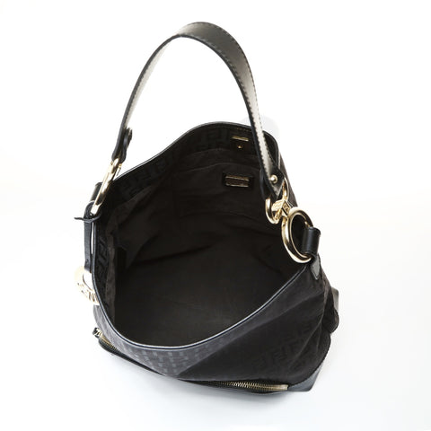 FENDI Zucchino Canvas Shoulder Bag black WS25213
