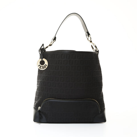 FENDI Zucchino Canvas Shoulder Bag black WS25213