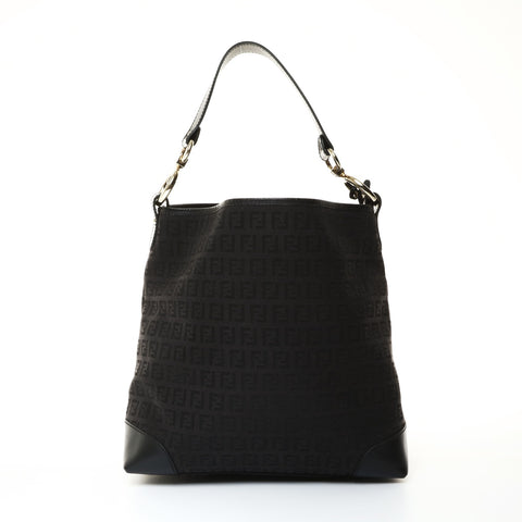 FENDI Zucchino Canvas Shoulder Bag black WS25213