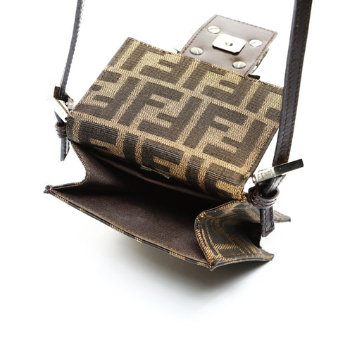 FENDI Zucca Canvas Mamma Bucket Mini Shoulder Bag Brown WS25215