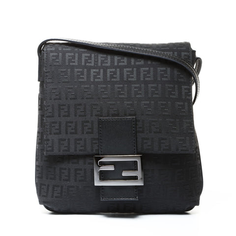 FENDI Mamma Bucket Canvas Shoulder Bag black WS25216