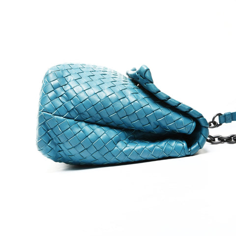 BOTTEGAVENETA INTRECCIATO OLYMPIA Shoulder Bag blue WS25222