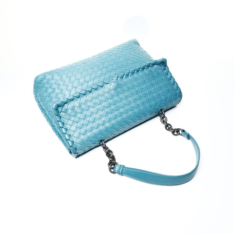 BOTTEGAVENETA INTRECCIATO OLYMPIA Shoulder Bag blue WS25222