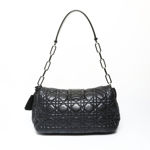 Christian Dior New Rock Cannage Flap One Belt Shoulder Bag black WS25224