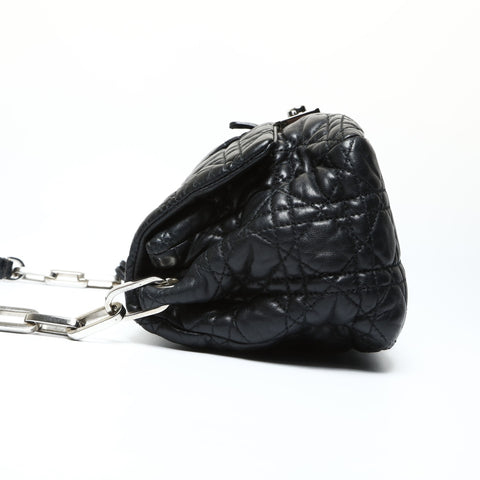 Christian Dior New Rock Cannage Flap One Belt Shoulder Bag black WS25224