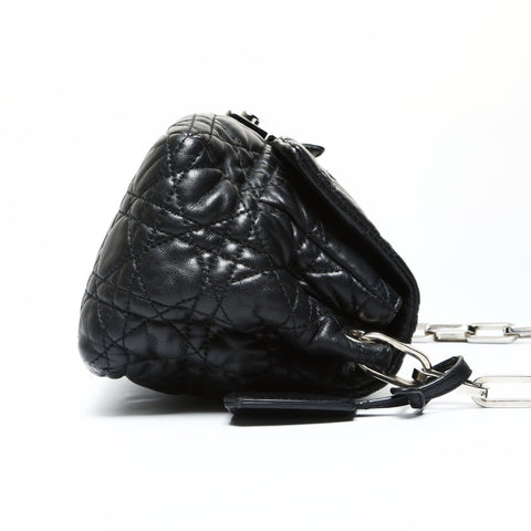 Christian Dior New Rock Cannage Flap One Belt Shoulder Bag black WS25224