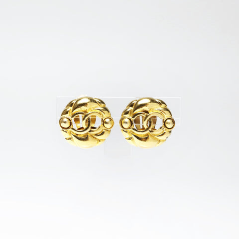 CHANEL 2cc3 1988 COCO Mark Round Earring gold WS25230