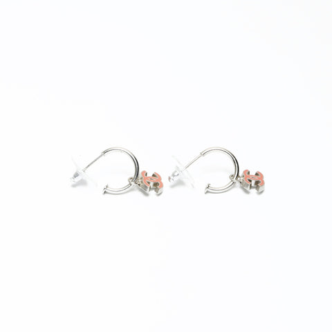 CHANEL Mini COCO Mark Pink Hoop 04P 2004 Pierce Silver WS25231