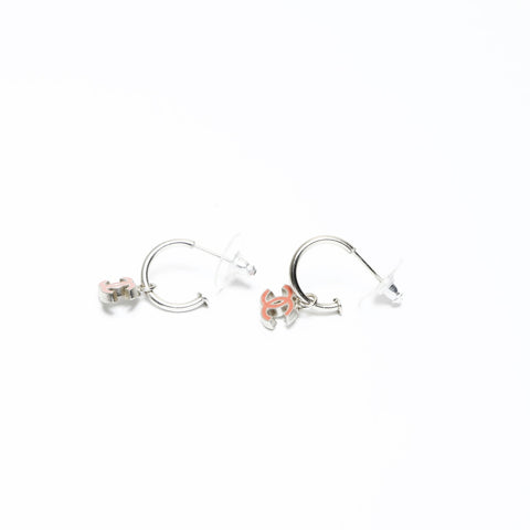 CHANEL Mini COCO Mark Pink Hoop 04P 2004 Pierce Silver WS25231