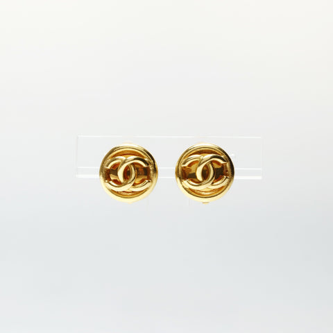 CHANEL 1980s COCO Mark Round Earring gold WS25233