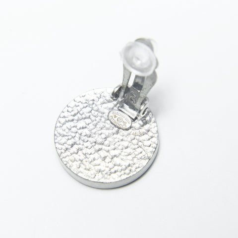 CHANEL 04A 2004 COCO Mark Button Round Earring Silver WS25234