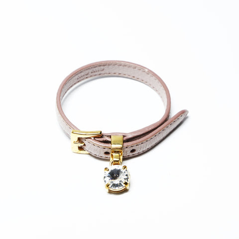 Miu Miu Leather crystal bracelet pink WS25236