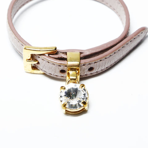Miu Miu Leather crystal bracelet pink WS25236