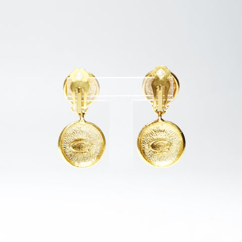 CHANEL Drop COCO Mark Button 1980s Earring gold WS25239
