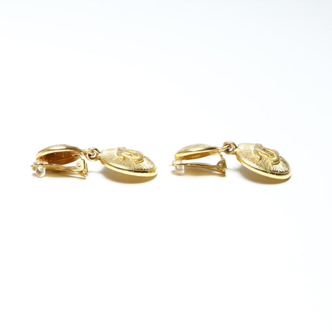 CHANEL Drop COCO Mark Button 1980s Earring gold WS25239