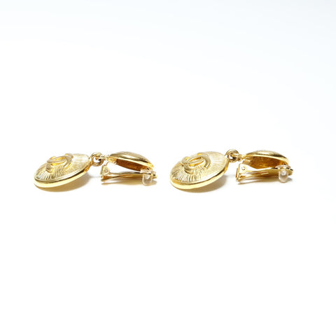 CHANEL Drop COCO Mark Button 1980s Earring gold WS25239