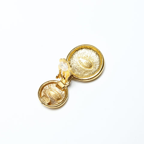 CHANEL Drop COCO Mark Button 1980s Earring gold WS25239
