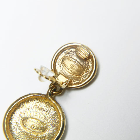 CHANEL Drop COCO Mark Button 1980s Earring gold WS25239