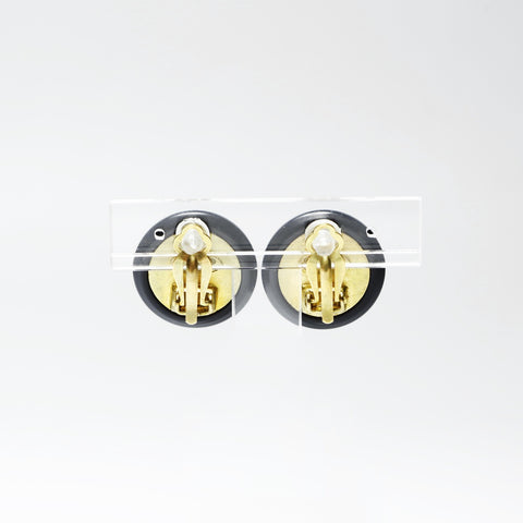 CHANEL 95P 1995 COCO Mark Round Earring black WS25241