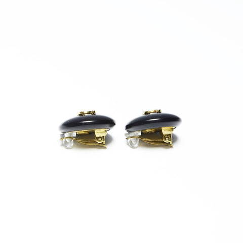 CHANEL 95P 1995 COCO Mark Round Earring black WS25241