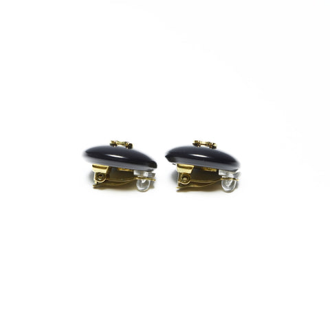 CHANEL 95P 1995 COCO Mark Round Earring black WS25241