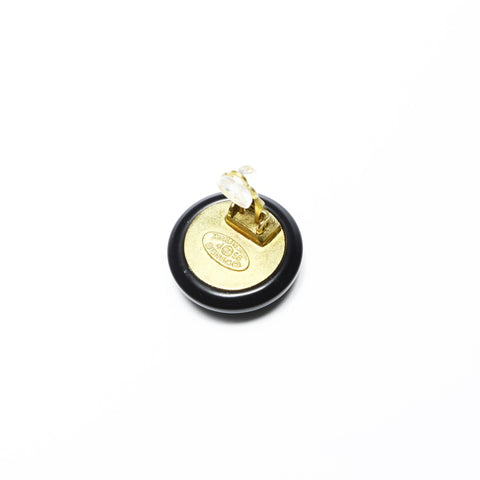 CHANEL 95P 1995 COCO Mark Round Earring black WS25241