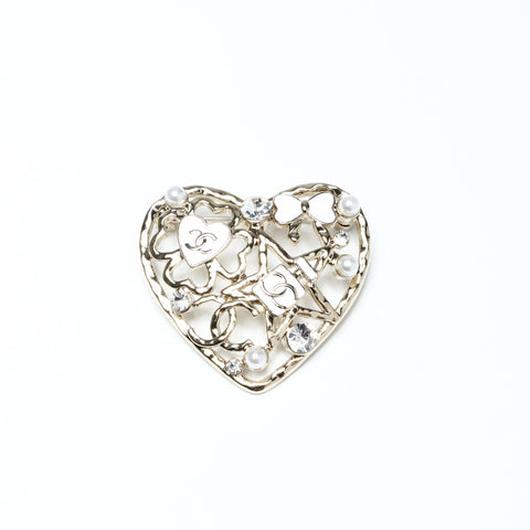 CHANEL Heart icon motif Brooch gold WS25242