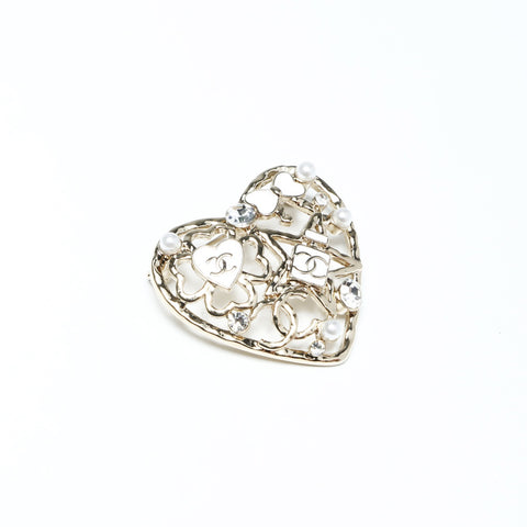 CHANEL Heart icon motif Brooch gold WS25242