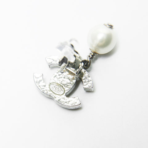 CHANEL 05V 2005 COCO Mark Pearl Drop Earring Silver WS25247