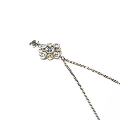 CHANEL 09V 2009 COCO Mark Rhinestone Necklace Silver WS25254